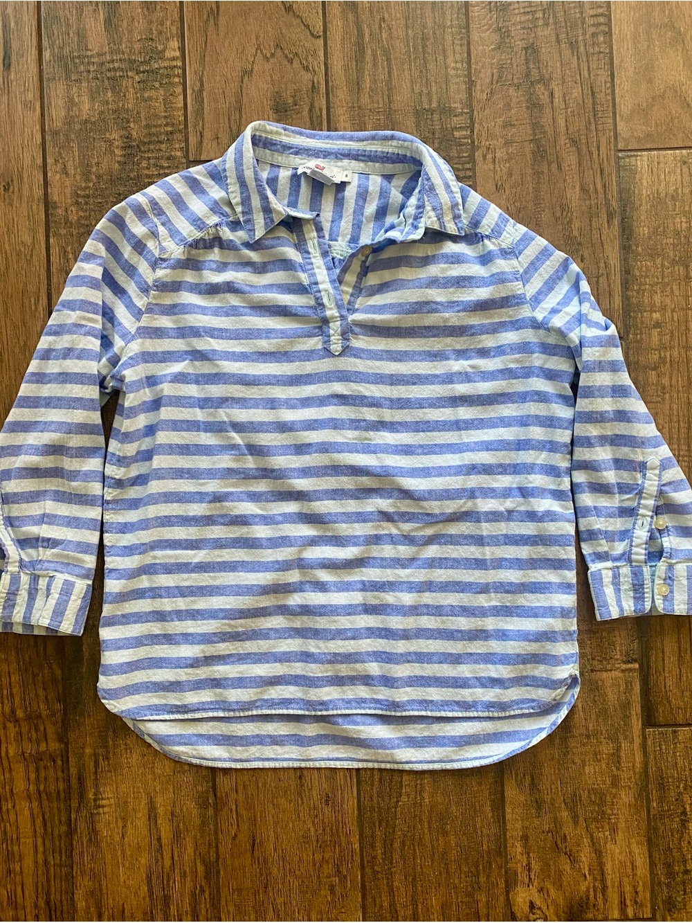 Vineyard Vines Blue and White Striped Pullover Polo-Style Top